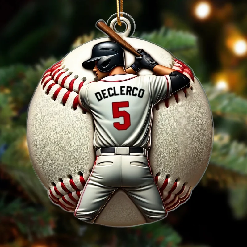 3D Effect Retro Vintage Baseball Player Personalized Acrylic Ornament, Christmas For Baseball Players, Baseball Fans - Image 7