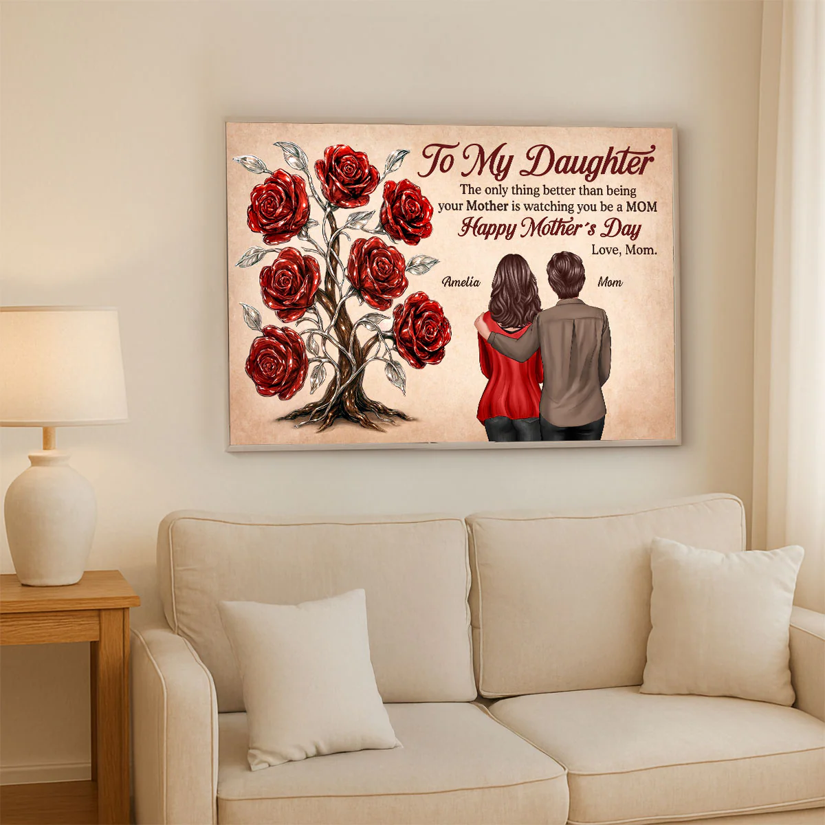 3D Effect Rose Tree To My Daughter From Mom Personalized Poster, Gift For Daughter - Image 5