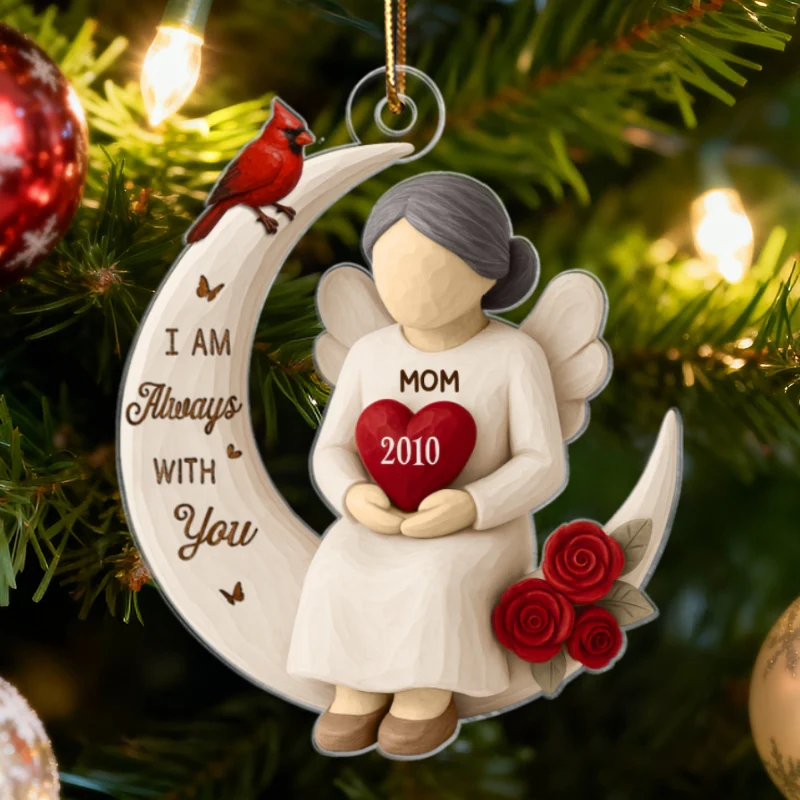 3D Effect Roses Wooden Texture Memorial On Moon - Personalized Acrylic Ornament - Christmas Remembrance Gift, Sympathy Gift - Image 8