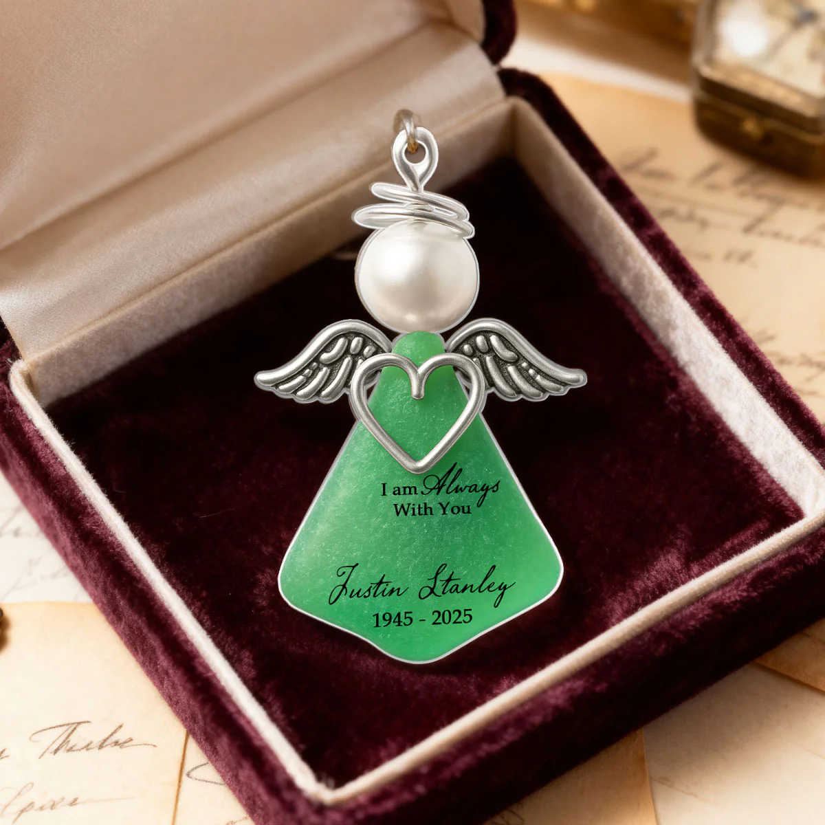 3D Effect Sea Glass Angel, I Am Always with You - Personalized Acrylic Ornament - Heartfelt Memorial Christmas Gift for Loved Ones - Image 2