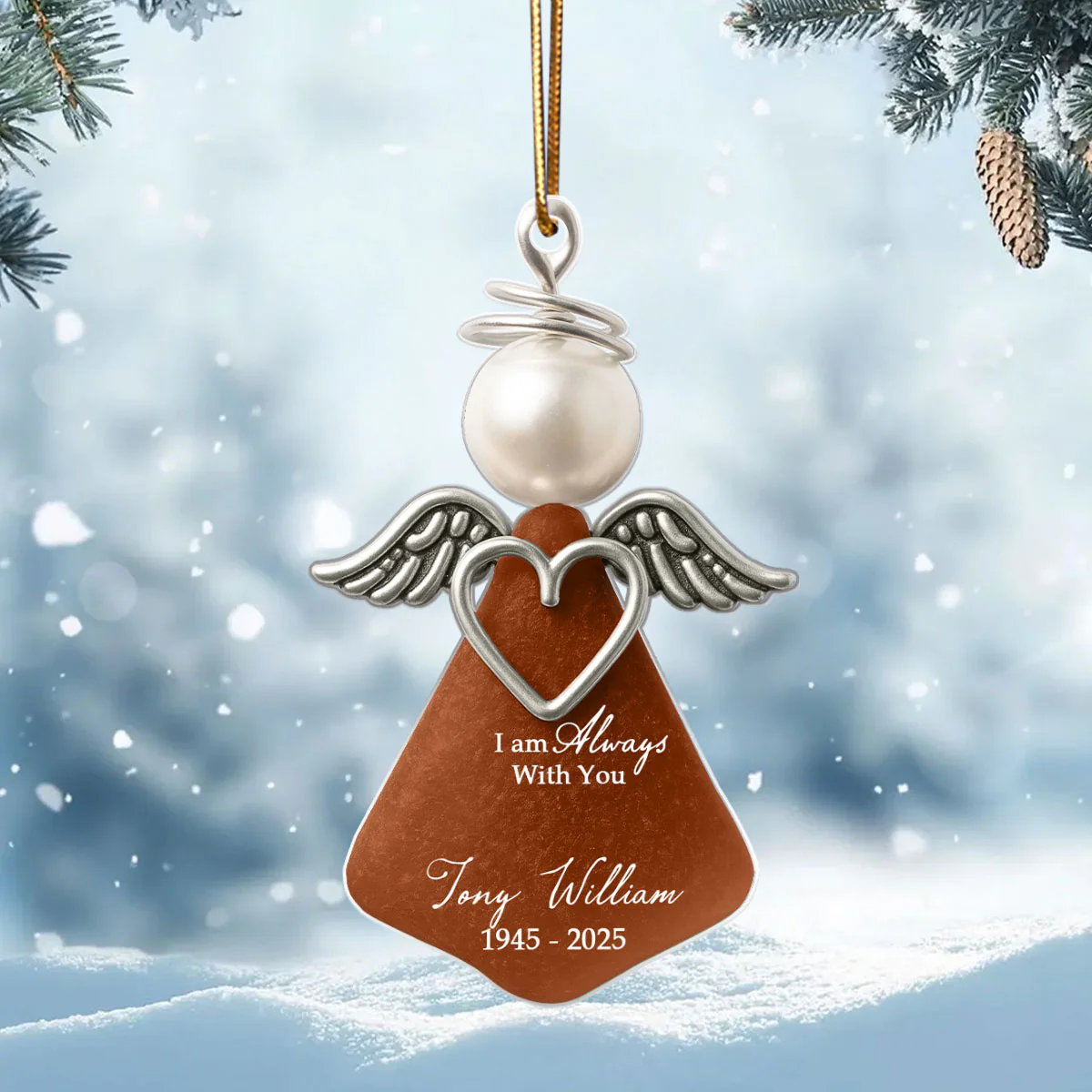 3D Effect Sea Glass Angel, I Am Always with You - Personalized Acrylic Ornament - Heartfelt Memorial Christmas Gift for Loved Ones - Image 3
