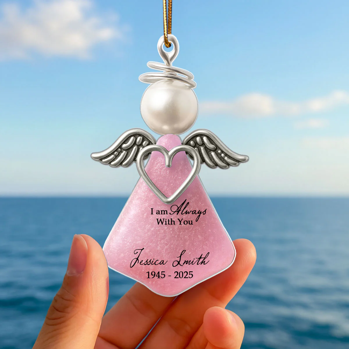 3D Effect Sea Glass Angel, I Am Always with You - Personalized Acrylic Ornament - Heartfelt Memorial Christmas Gift for Loved Ones - Image 4