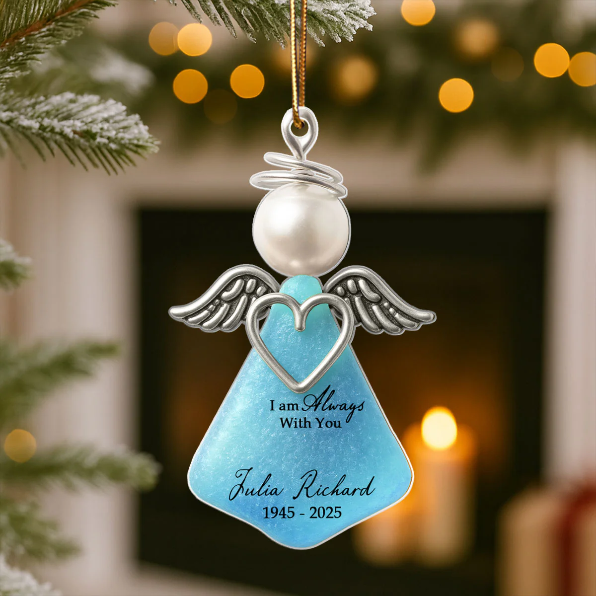 3D Effect Sea Glass Angel, I Am Always with You - Personalized Acrylic Ornament - Heartfelt Memorial Christmas Gift for Loved Ones - Image 7