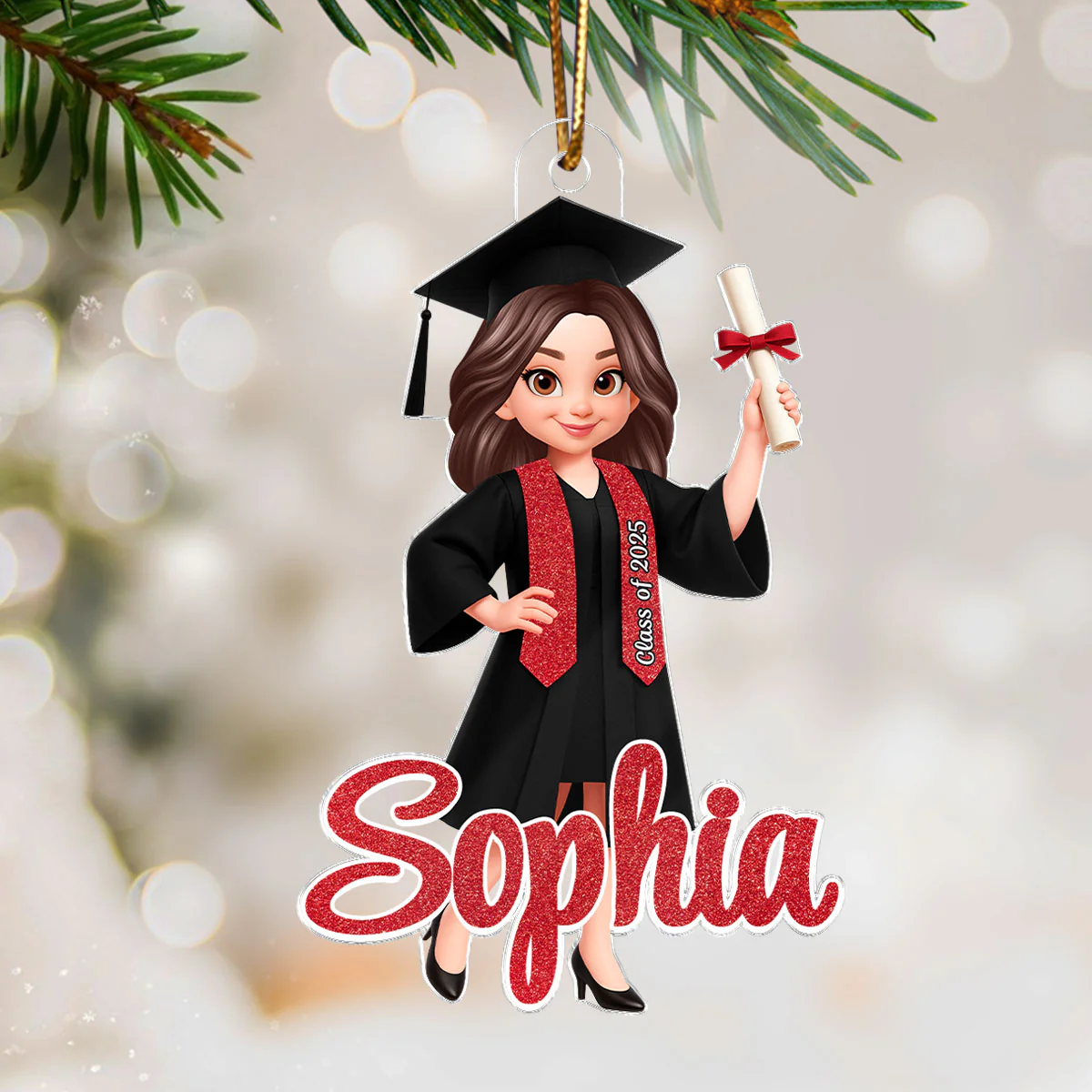 3D Effect Senior - Personalized Acrylic Ornament - Christmas Gift Graduation Gift For Daugter Son Granddaughter Grandson - Image 2