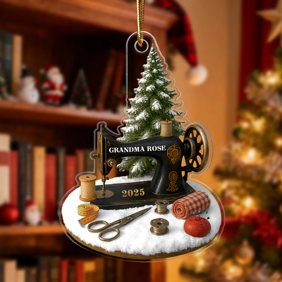 3D Effect Sewing Things - Personalized Acrylic Ornament - Gift For Grandma, Mom - Image 2