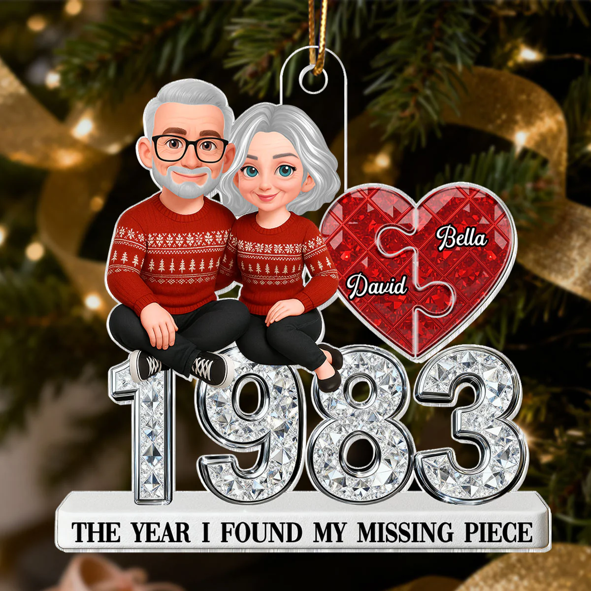 3D Effect Shining Effect Beautiful Couple The Year I Found My Missing Piece - Personalized Acrylic Ornament - Image 2