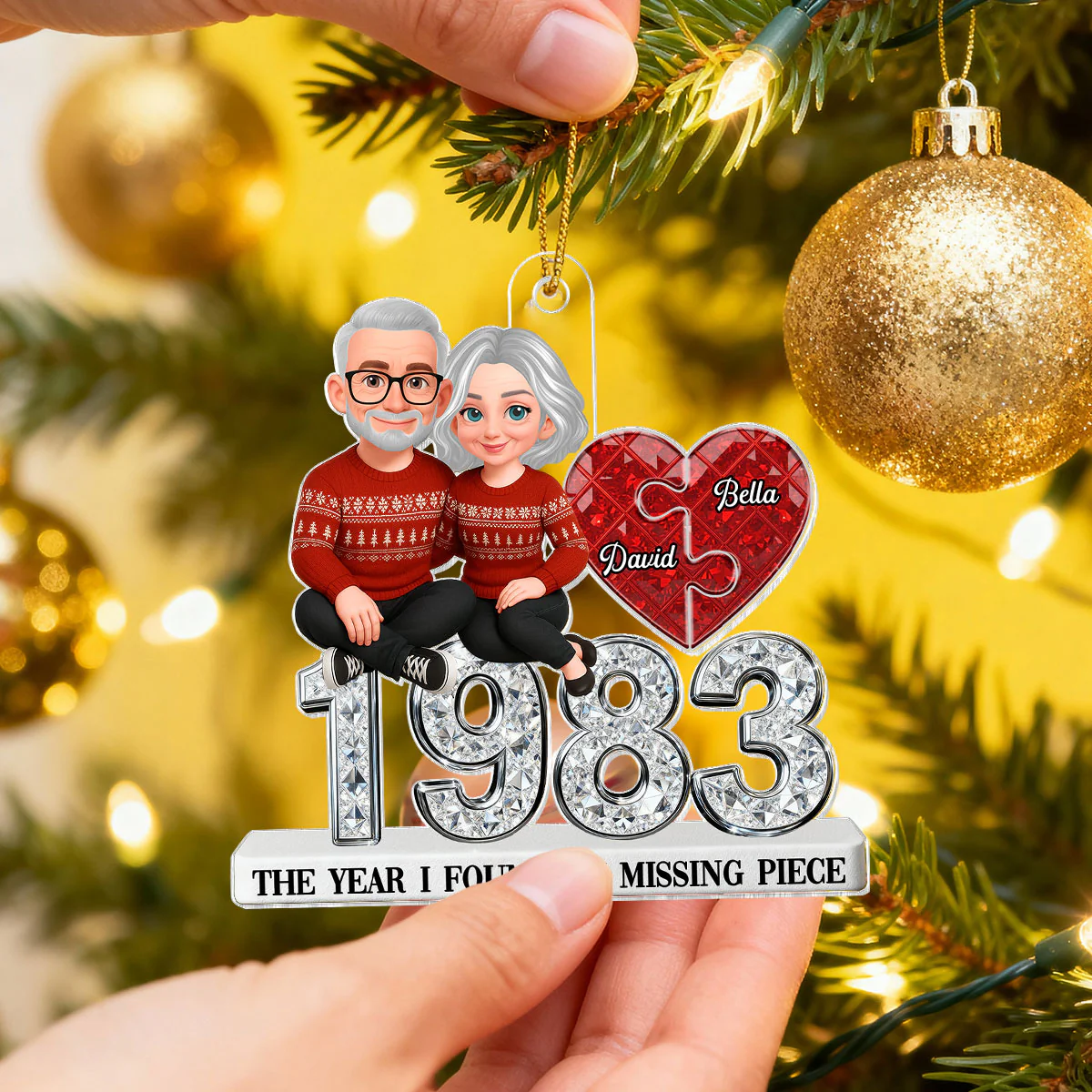 3D Effect Shining Effect Beautiful Couple The Year I Found My Missing Piece - Personalized Acrylic Ornament - Image 4