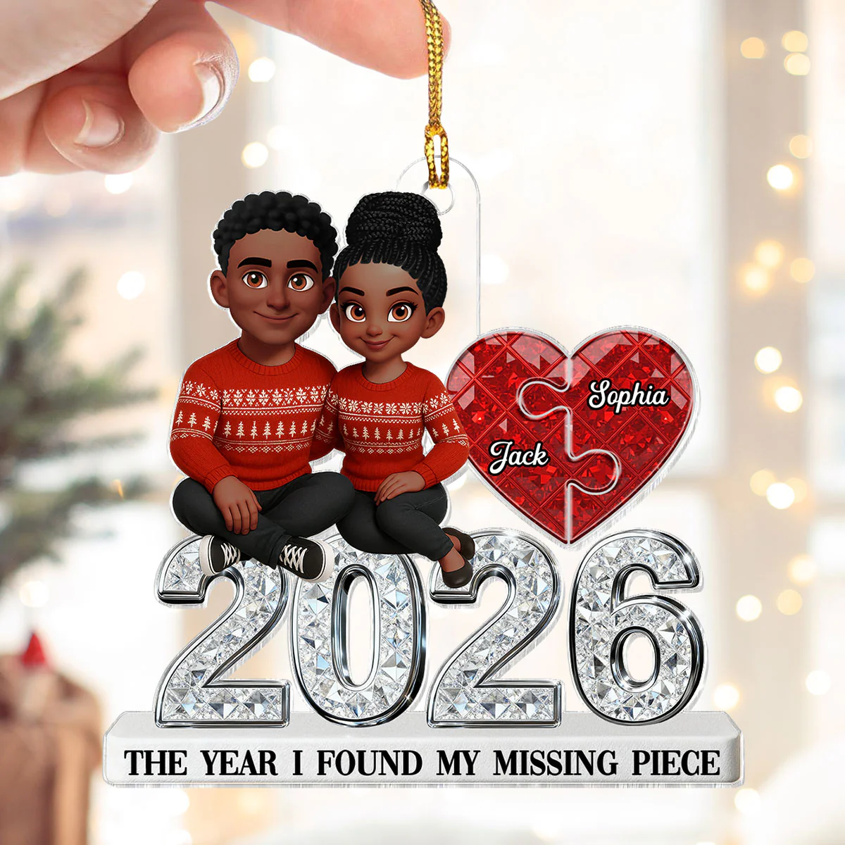 3D Effect Shining Effect Beautiful Couple The Year I Found My Missing Piece - Personalized Acrylic Ornament - Image 5
