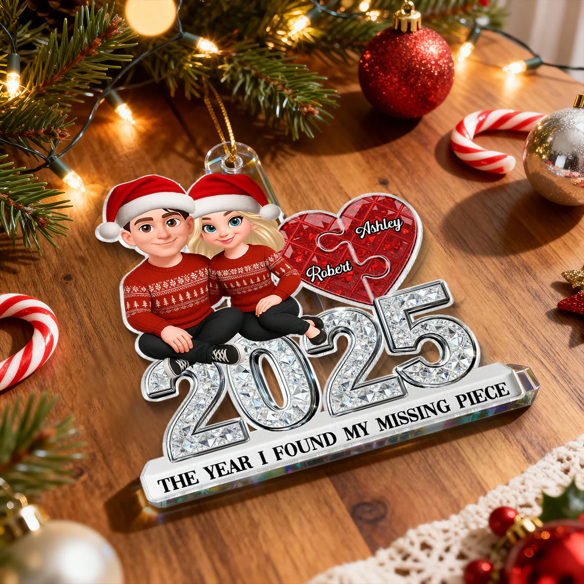 3D Effect Shining Effect Beautiful Couple The Year I Found My Missing Piece - Personalized Acrylic Ornament - Image 6