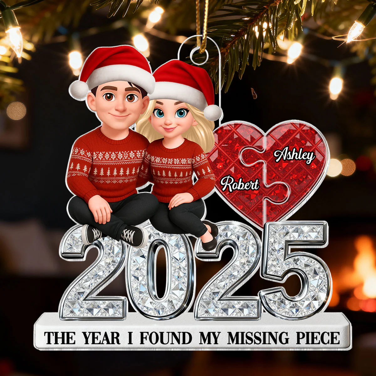 3D Effect Shining Effect Beautiful Couple The Year I Found My Missing Piece - Personalized Acrylic Ornament - Image 7