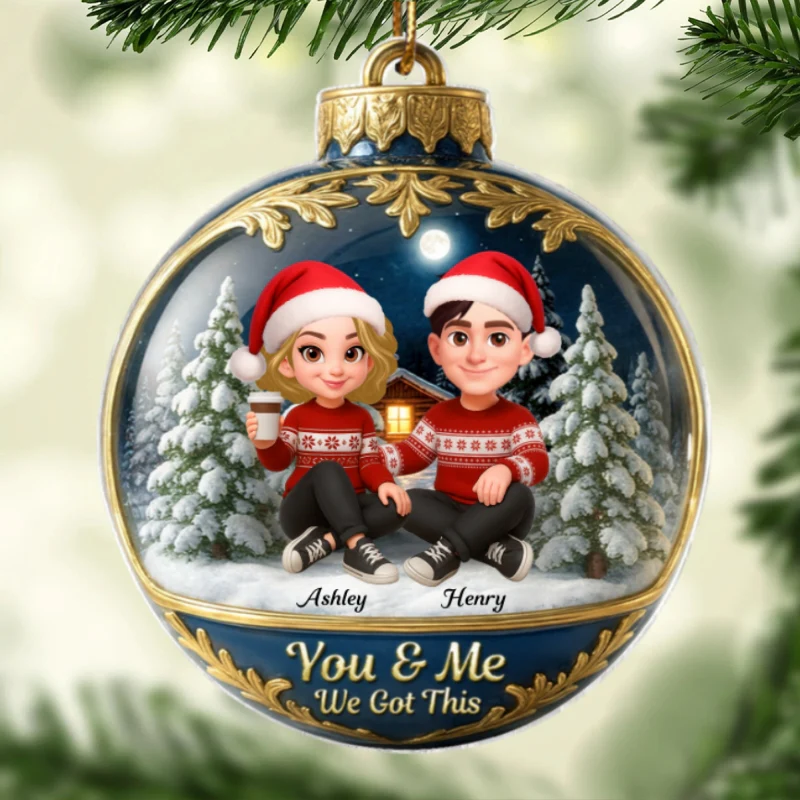 3D Effect Snow Globe Couple - Personalized Acrylic Ornament - Christmas Gift for him, Gift for her - Image 8