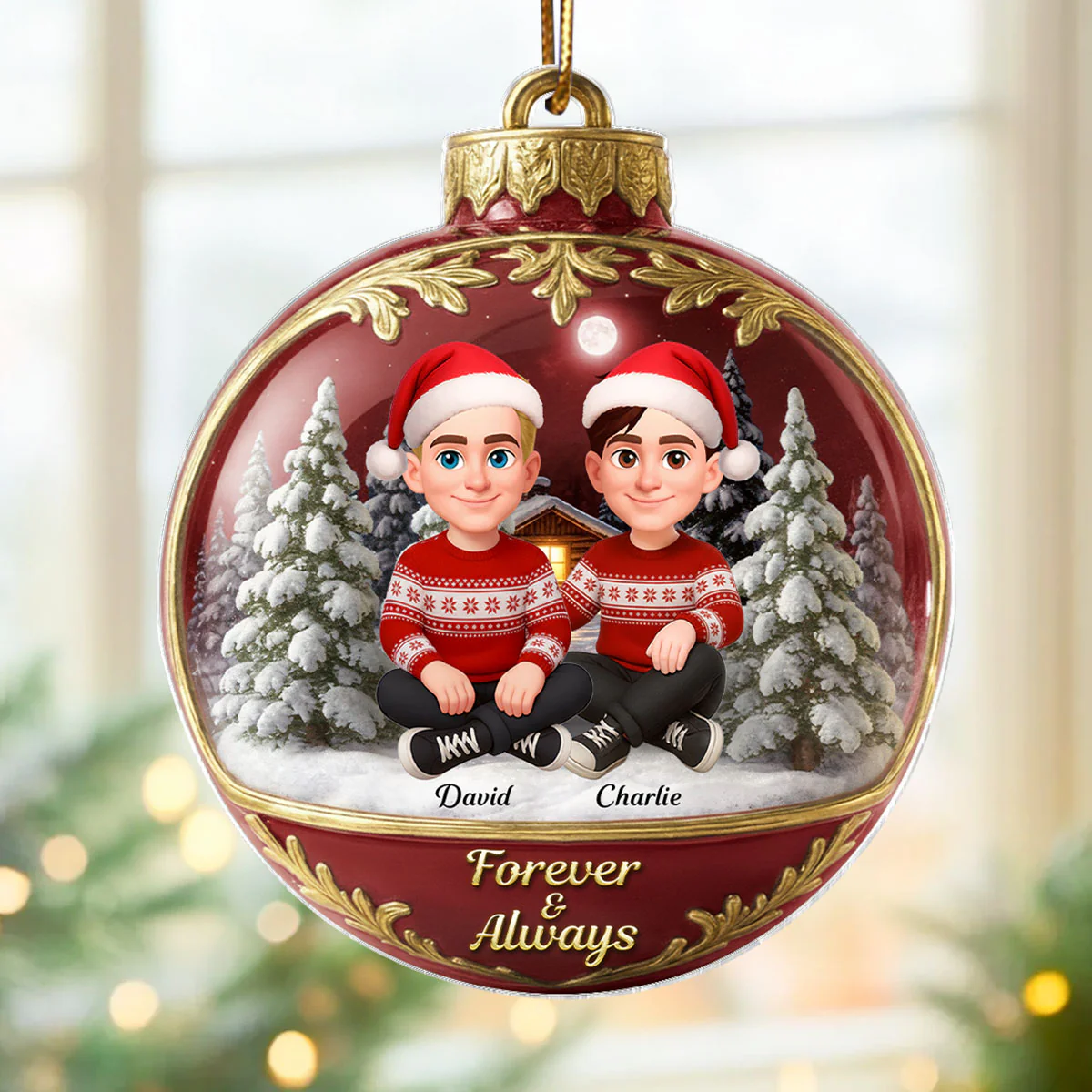 3D Effect Snow Globe Couple Together - Personalized Acrylic Ornament - Christmas Gift for him, Gift for her - Image 5