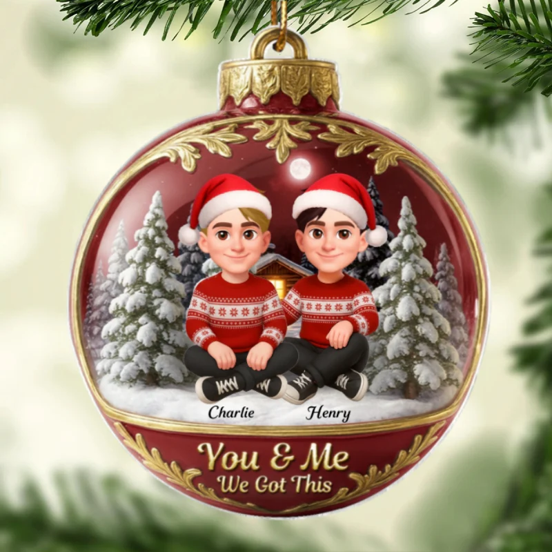 3D Effect Snow Globe Couple Together - Personalized Acrylic Ornament - Christmas Gift for him, Gift for her - Image 8