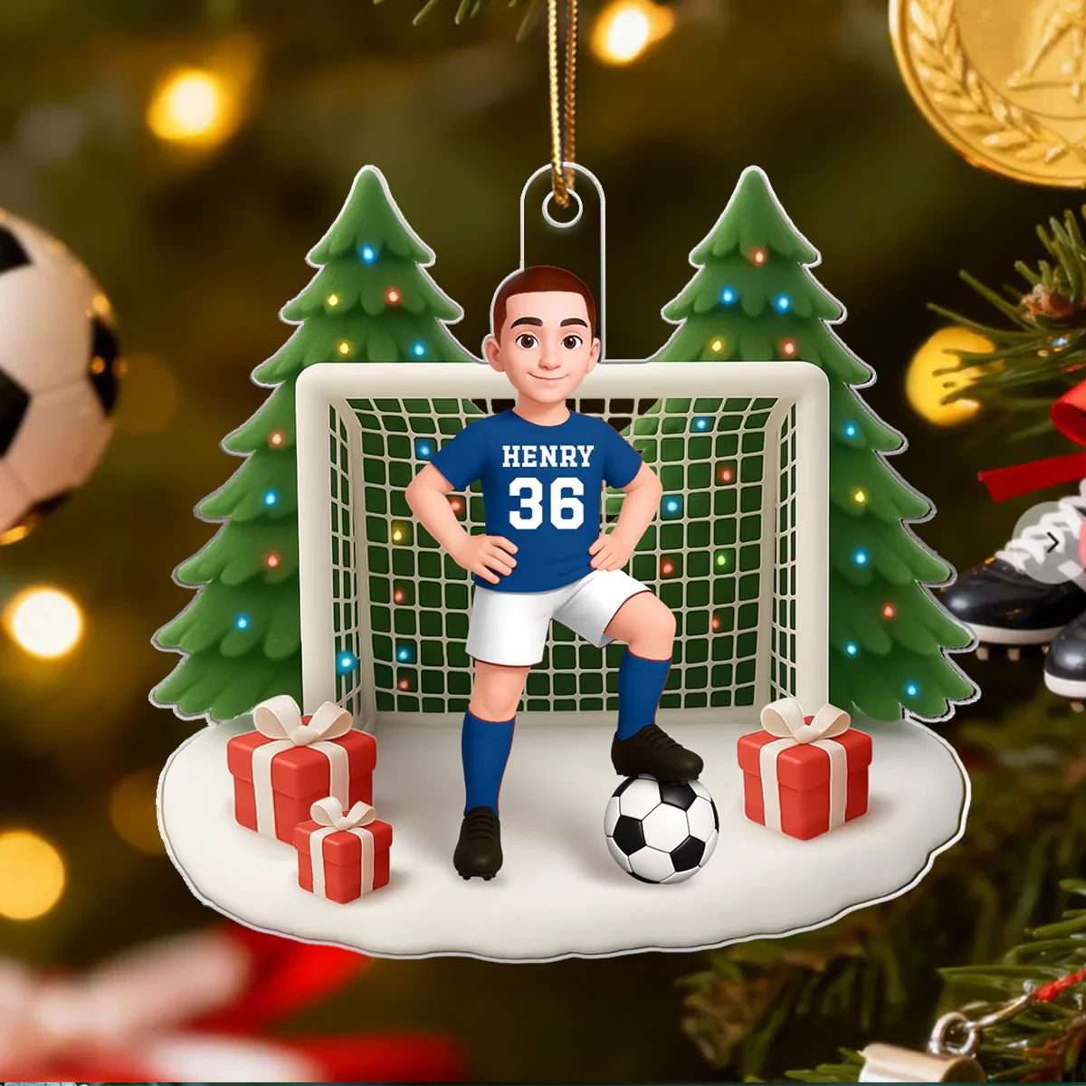 3D Effect Soccer Boy Girl Christmas - Personalized Acrylic Ornament - Christmas Gift for Teen, Daughter, Son, Granddaughter, Grandson - Image 7