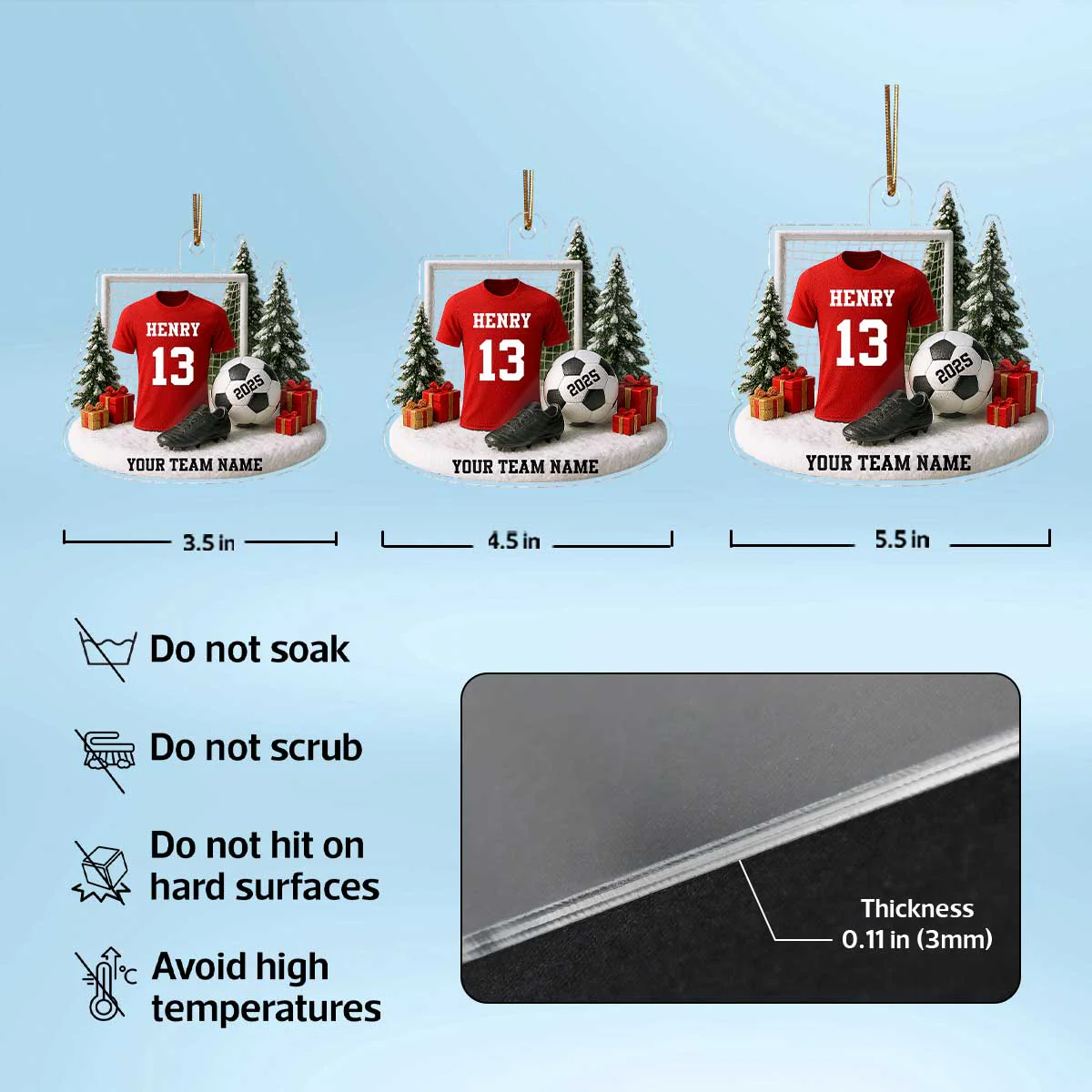 3D Effect Soccer Player Soccer Team Uniform - Personalized Acrylic Ornament - Gift For Soccer Lovers, Soccer Team - Image 7