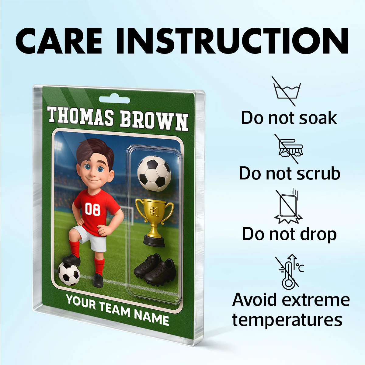 3D Effect Soccer Players Custom Figure Style - Personalized Acrylic Block Plaque - Christmas Gift For Soccer Players - Image 9