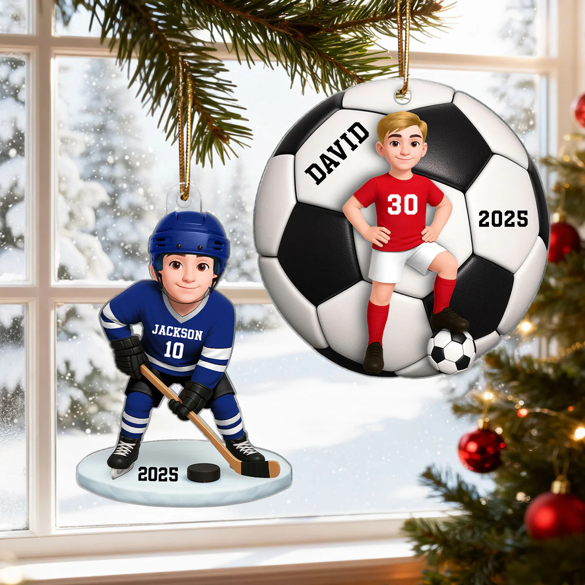 3D Effect Sport Boy Girl - Personalized Acrylic Ornament - Christmas Gift For Daughter For Son