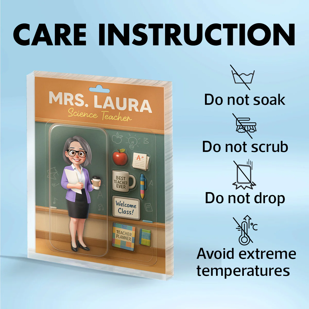 3D Effect Teacher Figure Style Personalized Acrylic Block Plaque, Back To School Gift For Teacher, Colleagues - Image 6