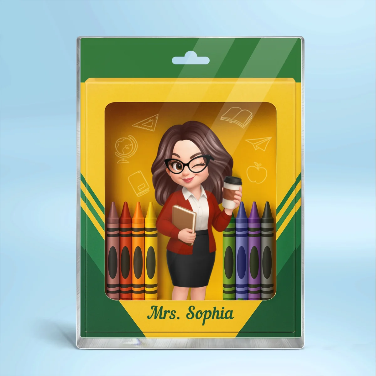 3D Effect Teacher Inside Crayon Box Personalized Acrylic Block, Back To School Gift for Teachers - Image 11