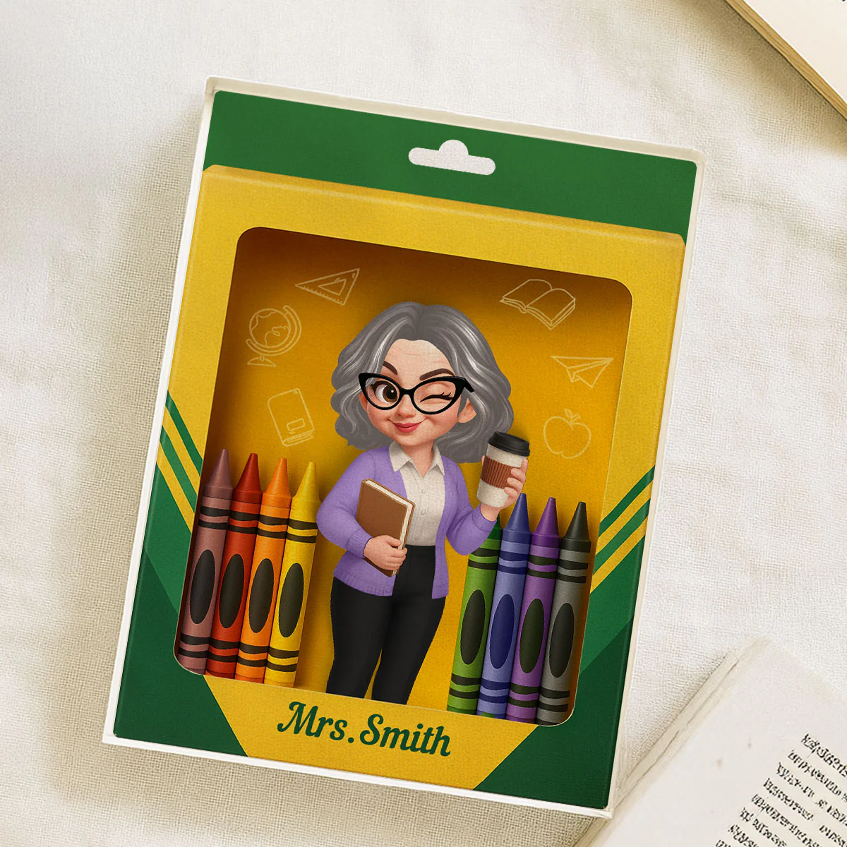 3D Effect Teacher Inside Crayon Box Personalized Acrylic Block, Back To School Gift for Teachers - Image 7