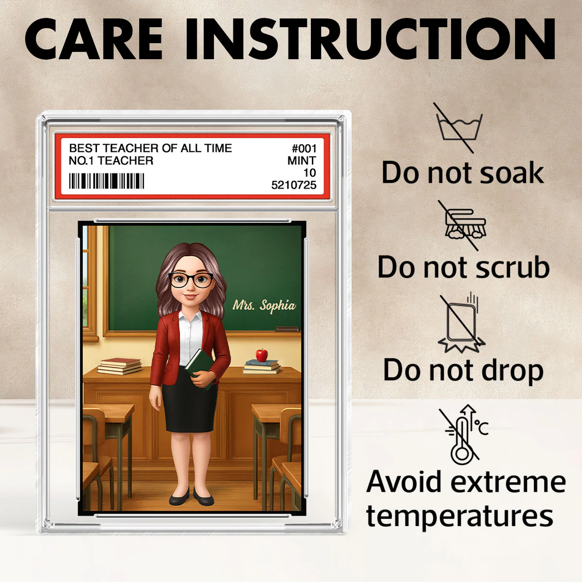 3D Effect Teacher Trading Card Style Personalized Acrylic Block Plaque - Image 10