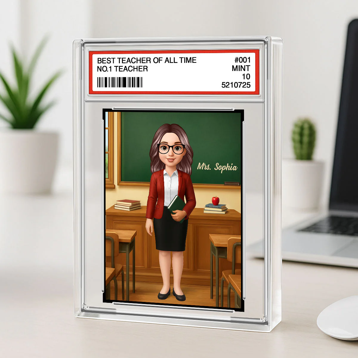 3D Effect Teacher Trading Card Style Personalized Acrylic Block Plaque - Image 3