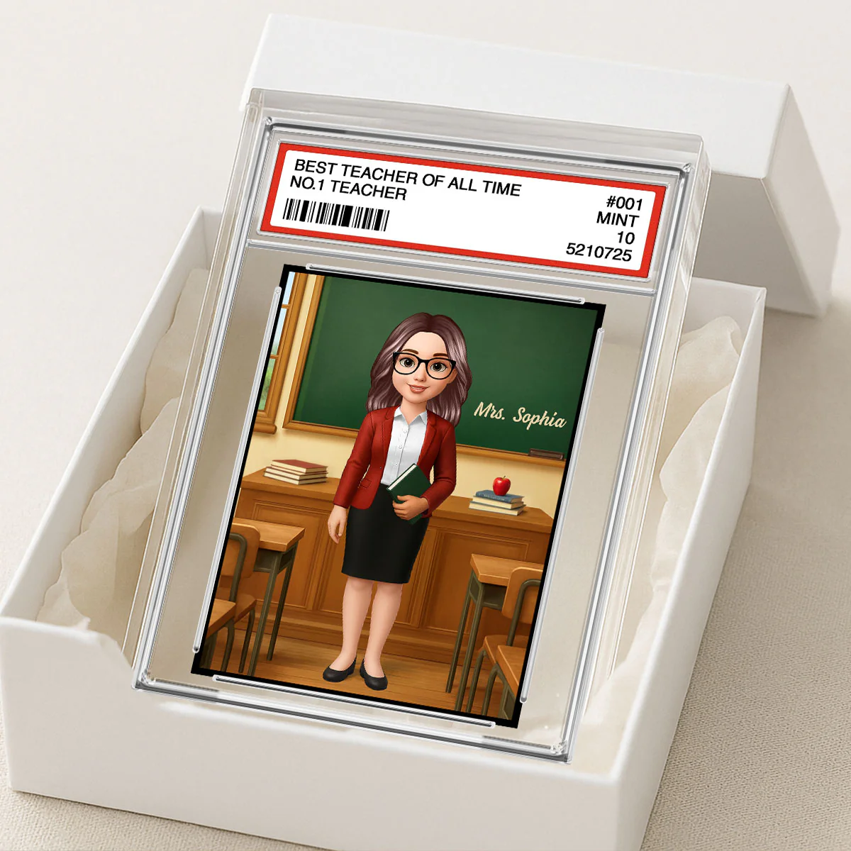3D Effect Teacher Trading Card Style Personalized Acrylic Block Plaque - Image 4