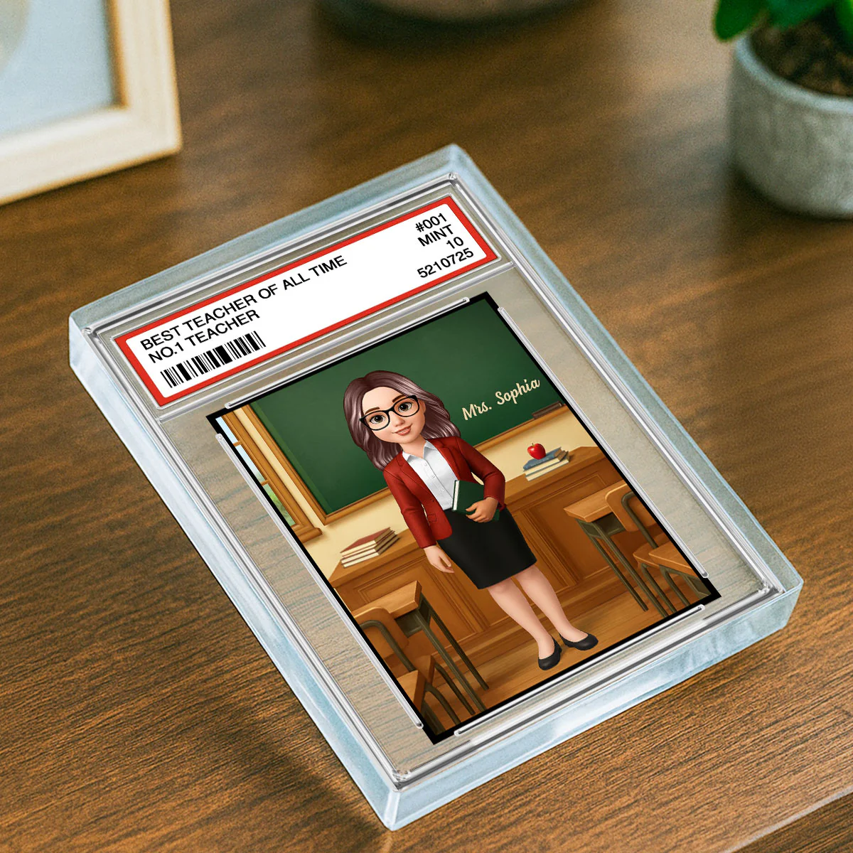 3D Effect Teacher Trading Card Style Personalized Acrylic Block Plaque - Image 5