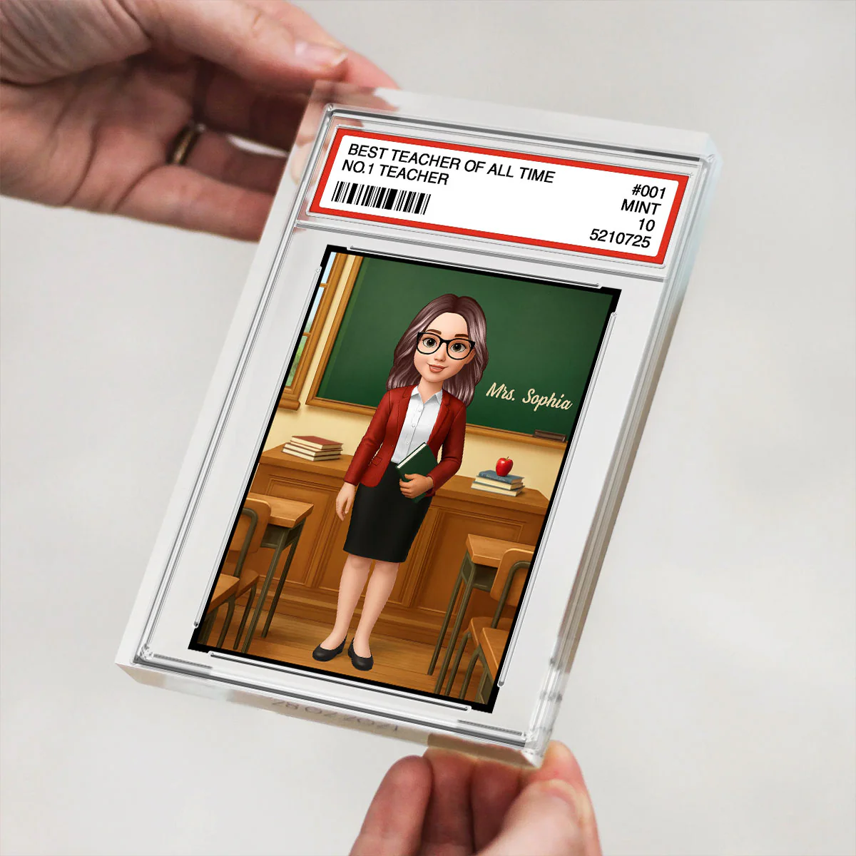 3D Effect Teacher Trading Card Style Personalized Acrylic Block Plaque - Image 6