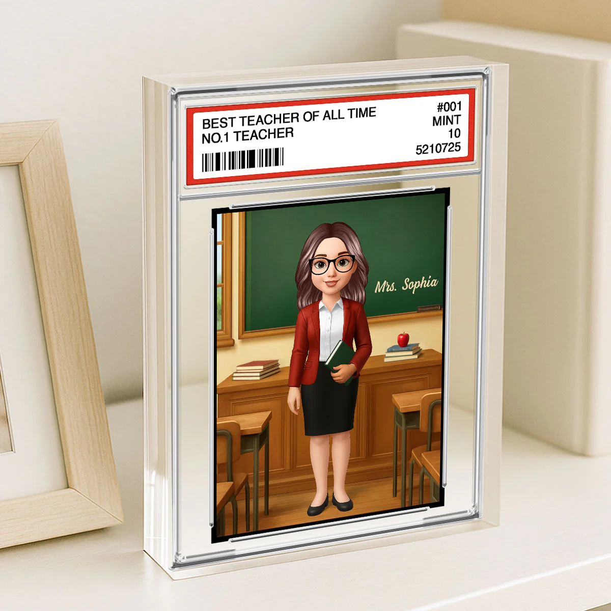 3D Effect Teacher Trading Card Style Personalized Acrylic Block Plaque - Image 7