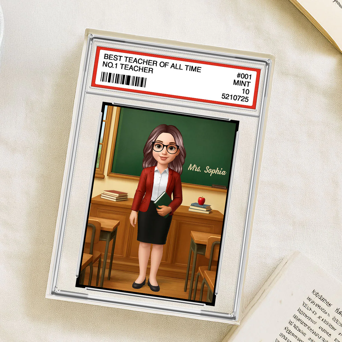 3D Effect Teacher Trading Card Style Personalized Acrylic Block Plaque - Image 8