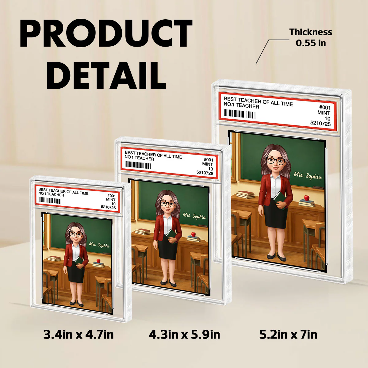 3D Effect Teacher Trading Card Style Personalized Acrylic Block Plaque - Image 9
