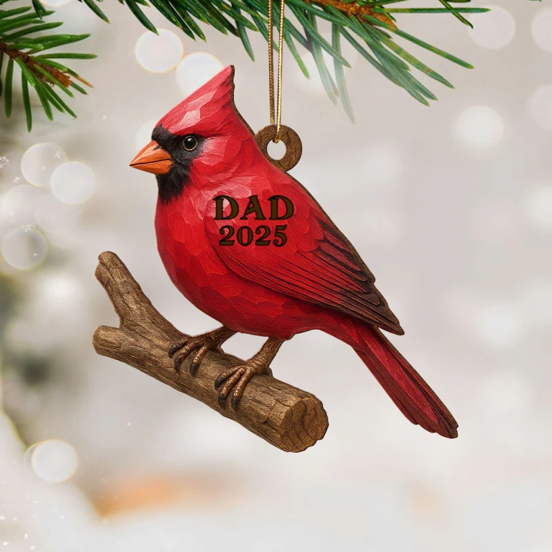 3D Effect Vintage Cardinal Memorial Christmas Personalized Wooden Ornament, Heartwarming Simpathy Gift, Remembrance Gift - Image 10