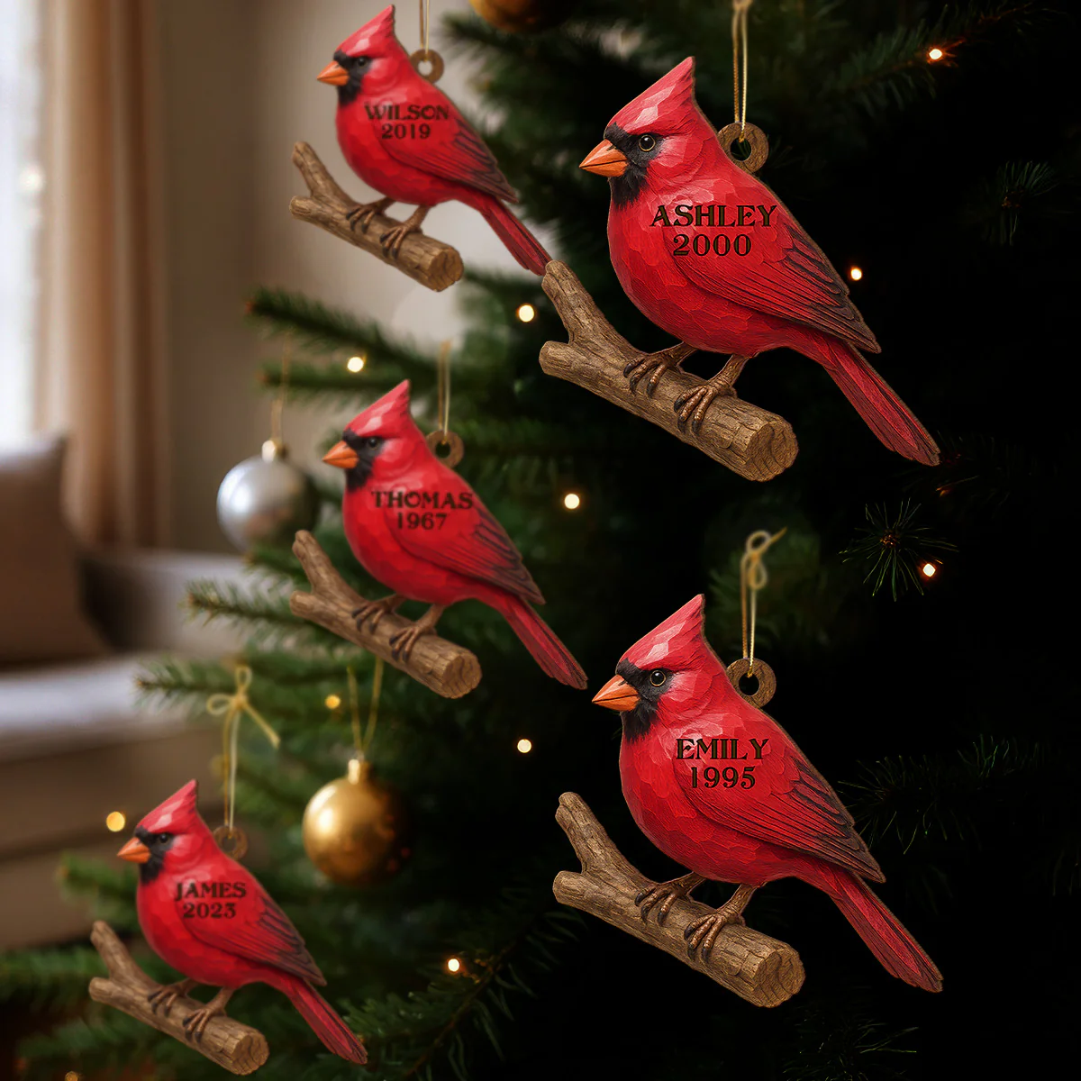 3D Effect Vintage Cardinal Memorial Christmas Personalized Wooden Ornament, Heartwarming Simpathy Gift, Remembrance Gift - Image 4