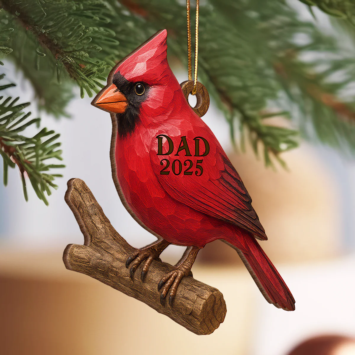 3D Effect Vintage Cardinal Memorial Christmas Personalized Wooden Ornament, Heartwarming Simpathy Gift, Remembrance Gift - Image 5
