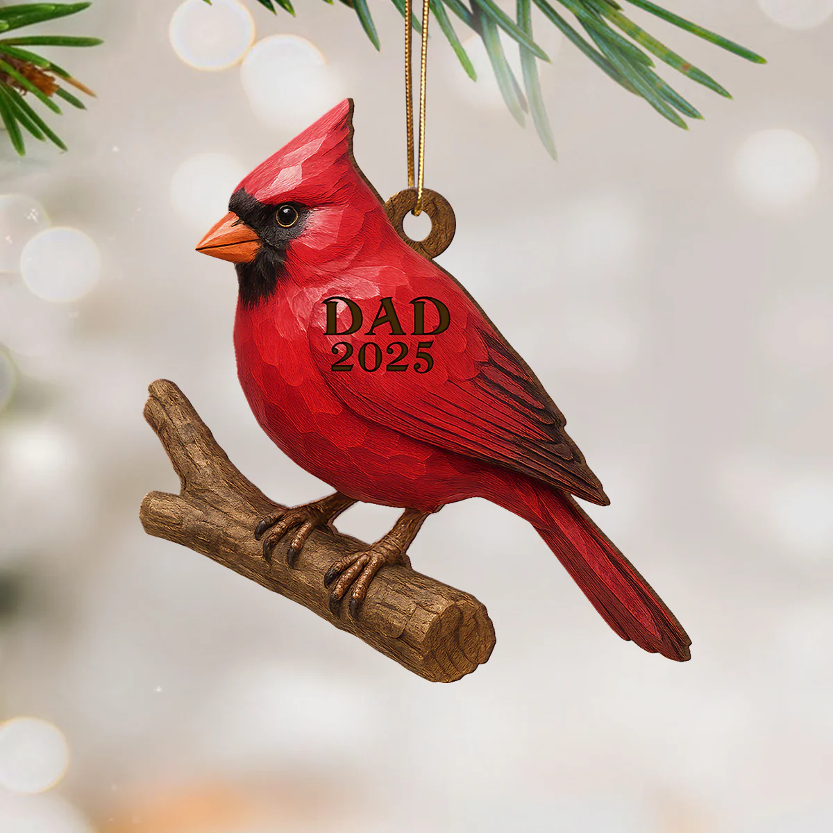 3D Effect Vintage Cardinal Memorial Christmas Personalized Wooden Ornament, Heartwarming Simpathy Gift, Remembrance Gift - Image 6