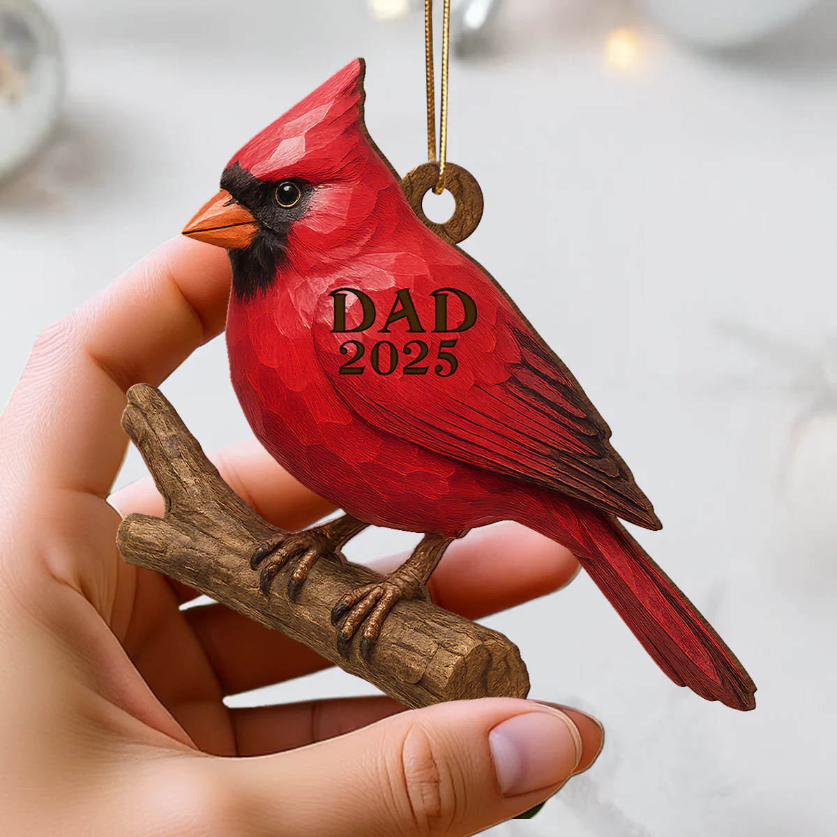 3D Effect Vintage Cardinal Memorial Christmas Personalized Wooden Ornament, Heartwarming Simpathy Gift, Remembrance Gift - Image 9