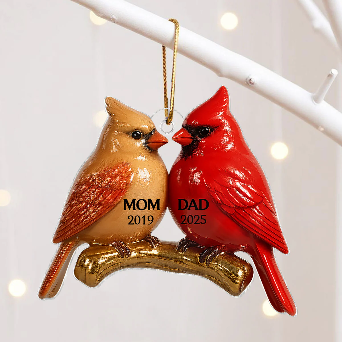 3D Effect Vintage Nostalgic Cardinals Memorial Dad Mom Christmas Personalized Flat Acrylic Ornament - Image 10