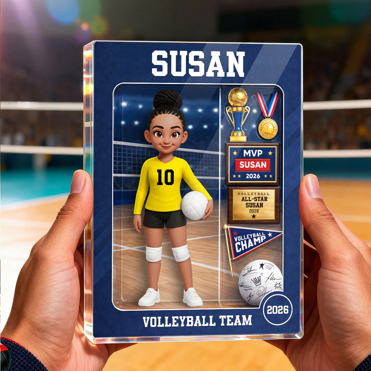 3D Effect Volleyball Girl Action Figure - Personalized Acrylic Block Plaque - Unique Gift For Daughter, Granddaughter - Image 4