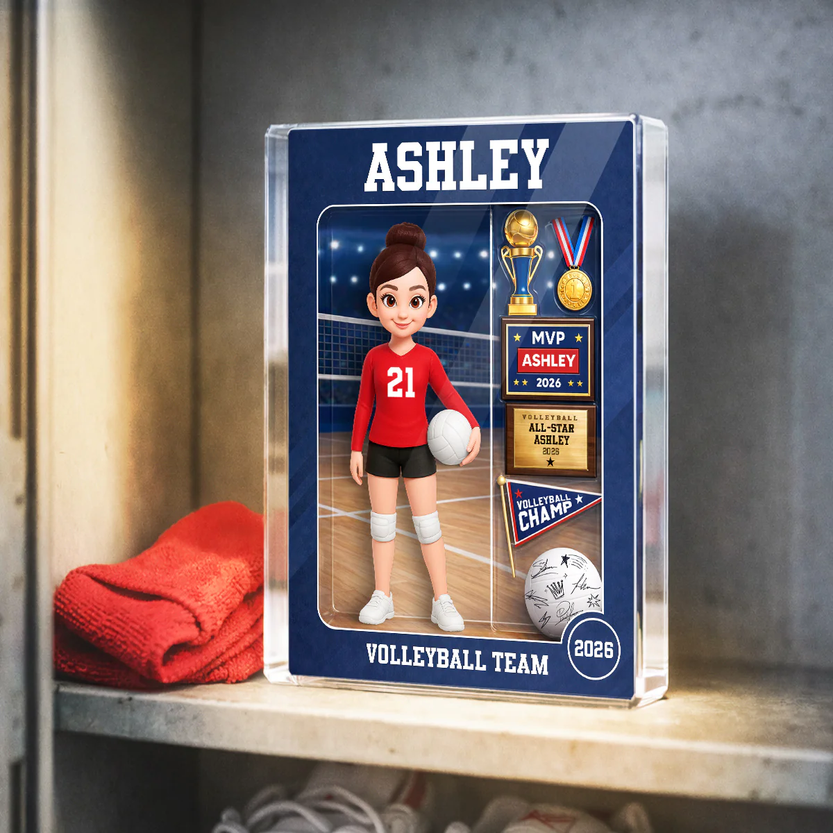 3D Effect Volleyball Girl Action Figure - Personalized Acrylic Block Plaque - Unique Gift For Daughter, Granddaughter - Image 5