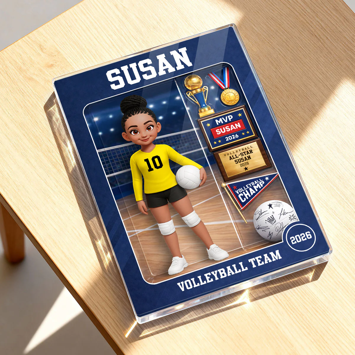 3D Effect Volleyball Girl Action Figure - Personalized Acrylic Block Plaque - Unique Gift For Daughter, Granddaughter - Image 6