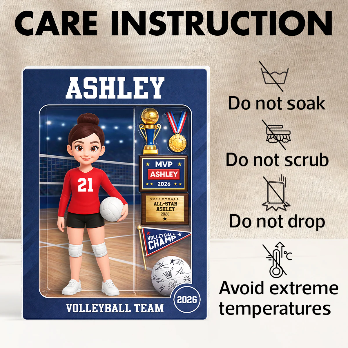 3D Effect Volleyball Girl Action Figure - Personalized Acrylic Block Plaque - Unique Gift For Daughter, Granddaughter - Image 8