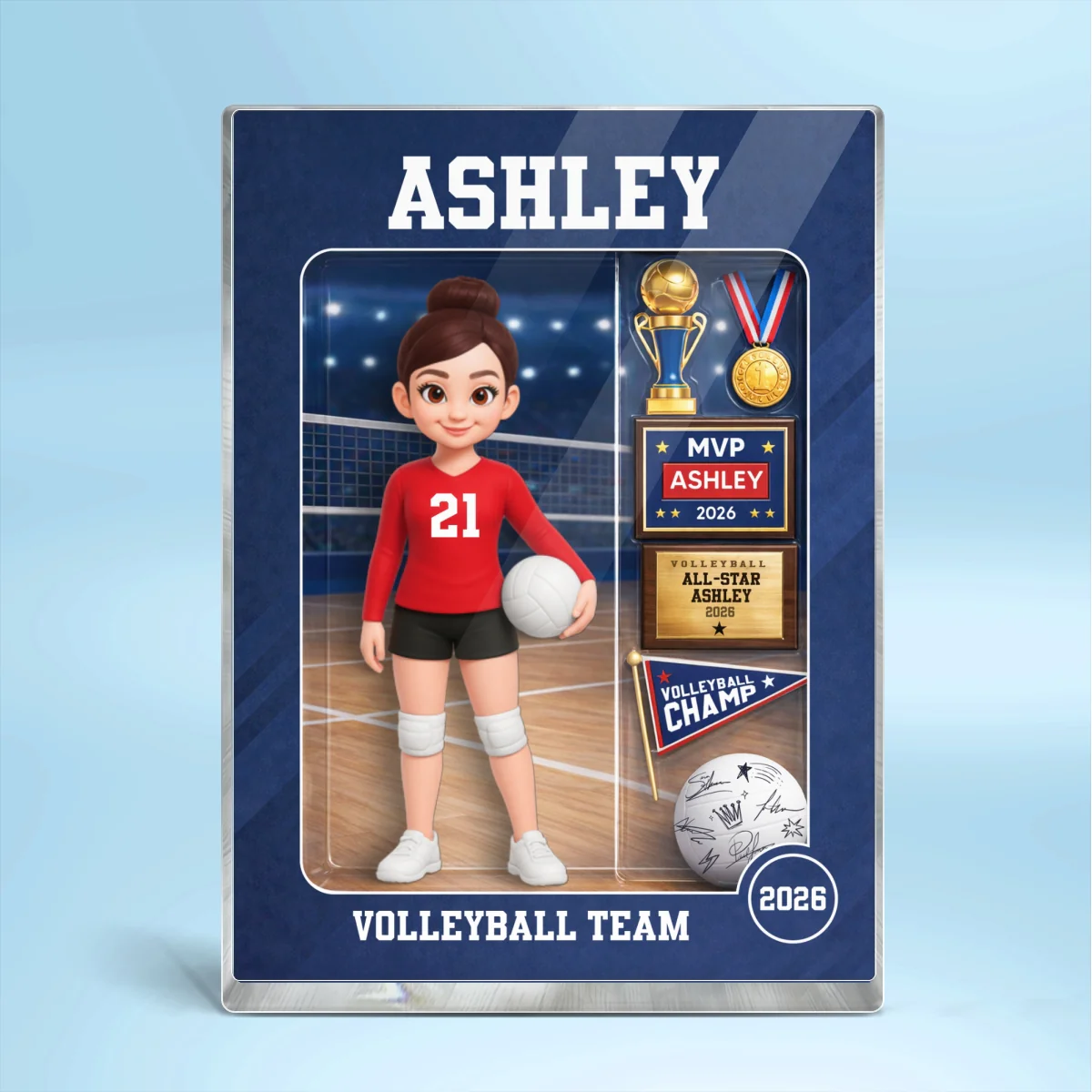 3D Effect Volleyball Girl Action Figure - Personalized Acrylic Block Plaque - Unique Gift For Daughter, Granddaughter - Image 9