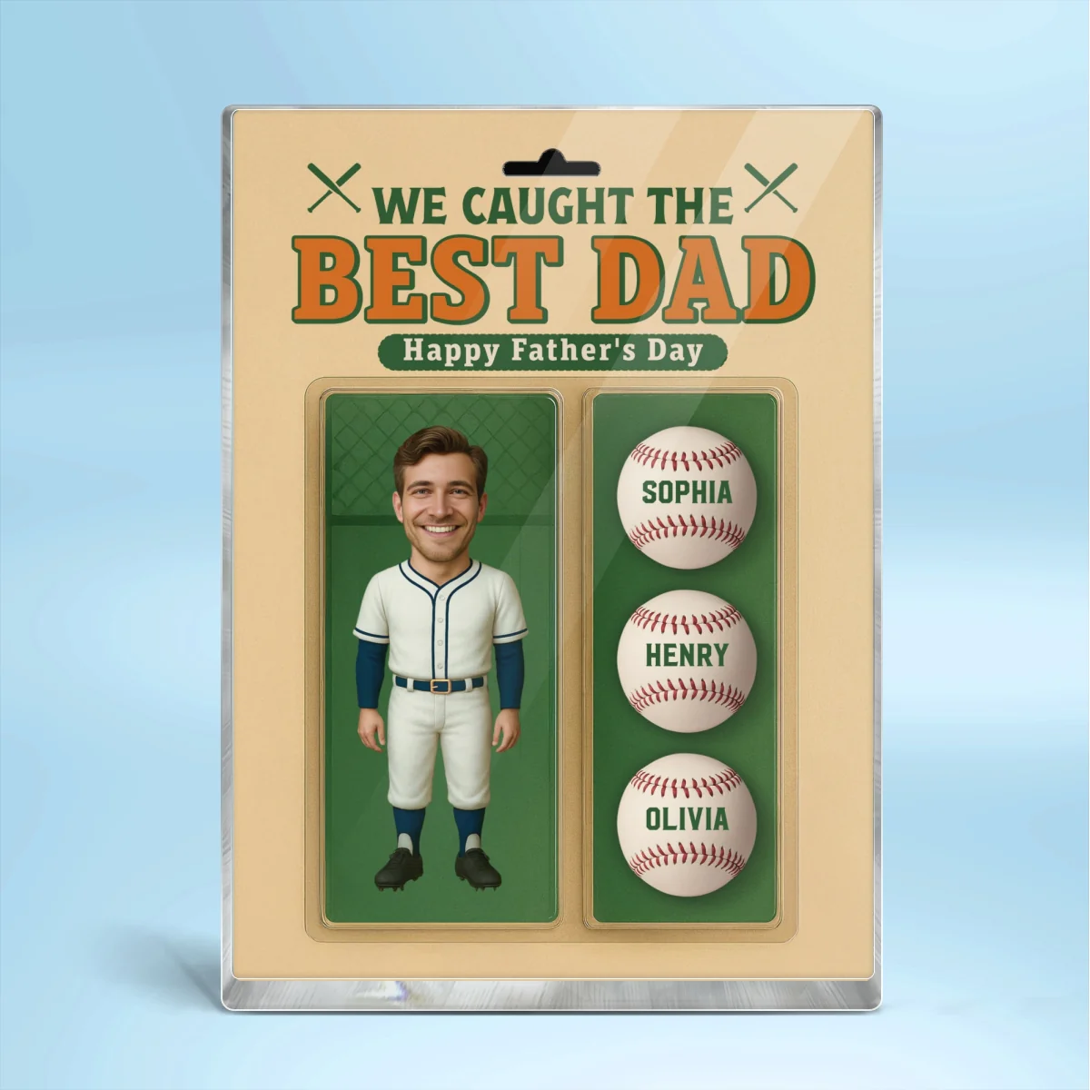 3D Effect We Caught The Best Dad Custom Figure Baseball Personalized Rectangle Flat Acrylic Block Plaque - Image 9