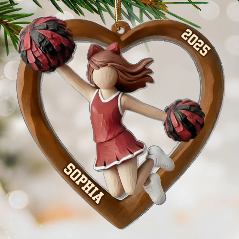 3D Effect Wooden Cheerleader Girl - Personalized Acrylic Ornament - Unique Christmas Gift For Cheerleader Girl - Image 10