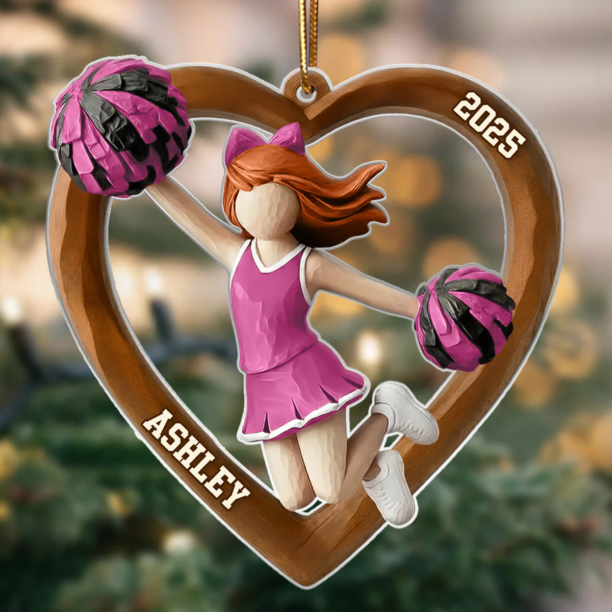 3D Effect Wooden Cheerleader Girl - Personalized Acrylic Ornament - Unique Christmas Gift For Cheerleader Girl - Image 7