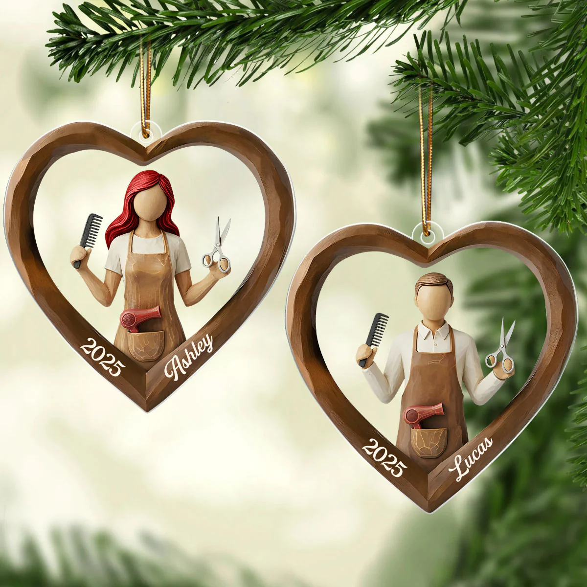 3D Effect Wooden Hairdresser - Personalized Acrylic Ornament - Unique Christmas Gift For Hairdressers - Image 6