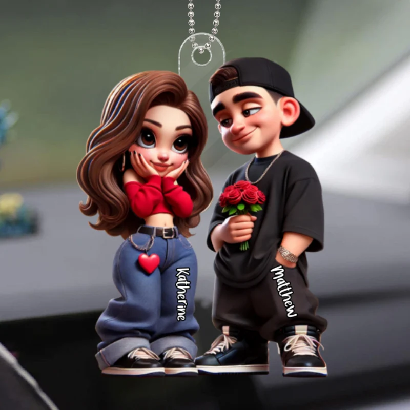 3D Effect Y2K Couple Personalized Acrylic Car Hanger,  Gift For Couple, For Him, For Her - Image 10