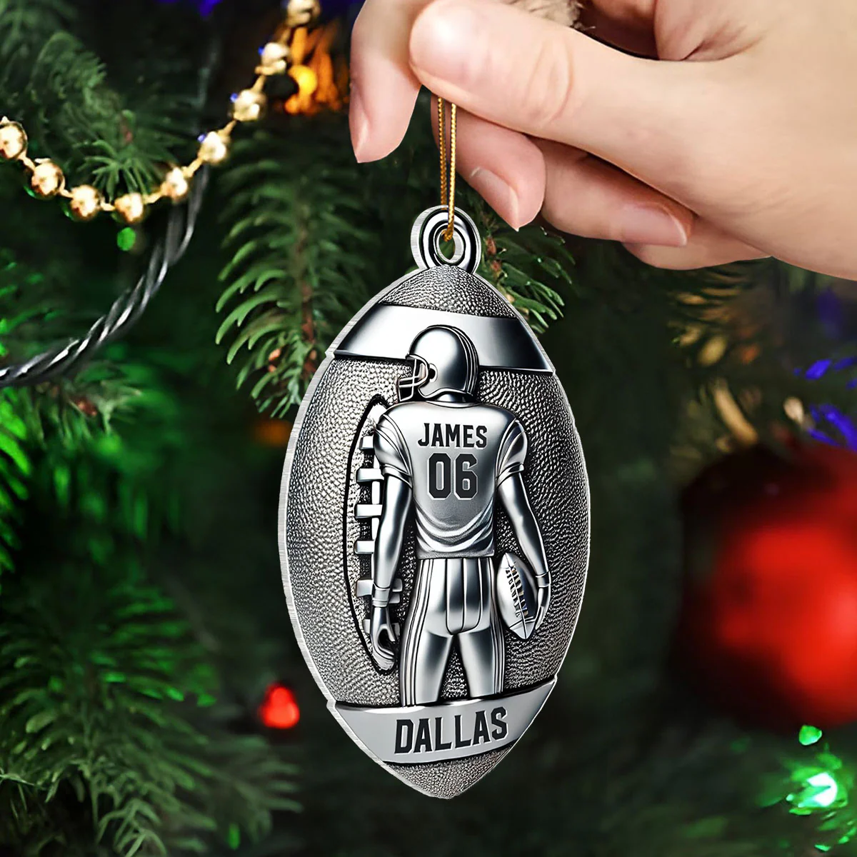 3D Faux Metal Effect Football Player Personalized Acrylic Ornament, Football Fan Gift, Football Player Keepsake, Football Lovers Gift, Football Fan Gift - Image 5