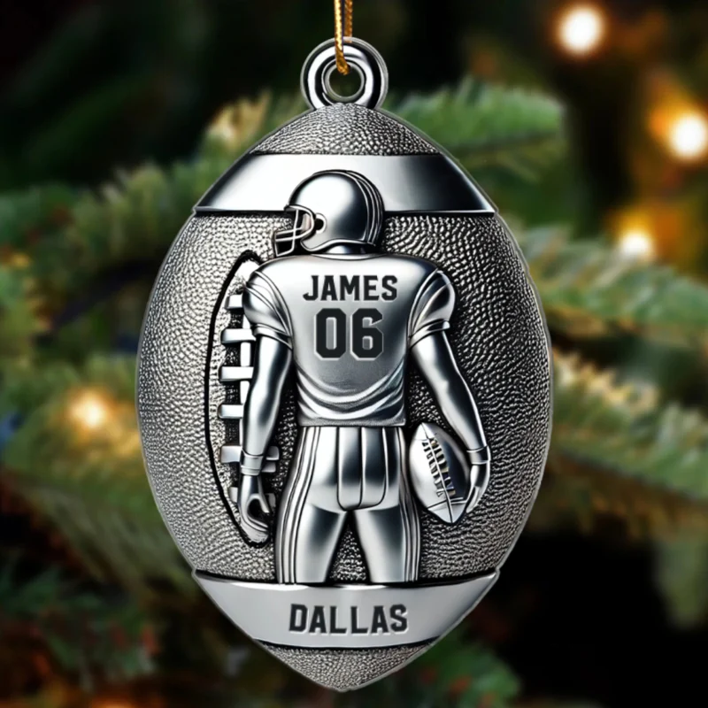 3D Faux Metal Effect Football Player Personalized Acrylic Ornament, Football Fan Gift, Football Player Keepsake, Football Lovers Gift, Football Fan Gift - Image 9